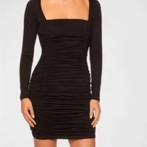 Susana Monaco Navy Ruched Long Sleeve Dress